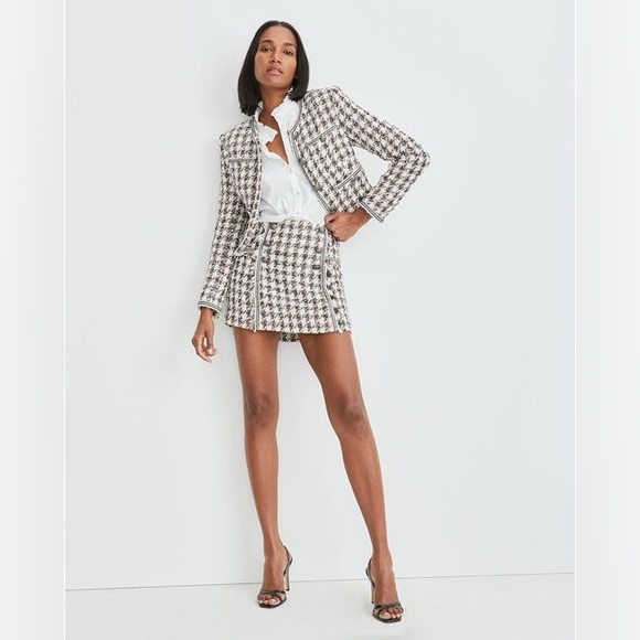 VERONICA BEARD STARCK HOUNDSTOOTH TWEED MINI SKIRT - Picture 2 of 11